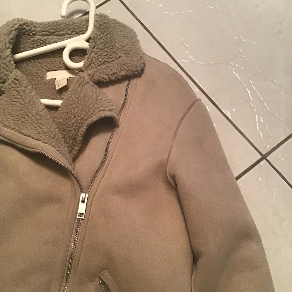Zip Up Jacket Faux Suede Shearling Lined - Picture 5 of 9